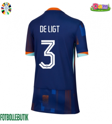 Nederländerna Matthijs de Ligt #3 Bortatröja Kvinnor EM 2024 Kortärmad